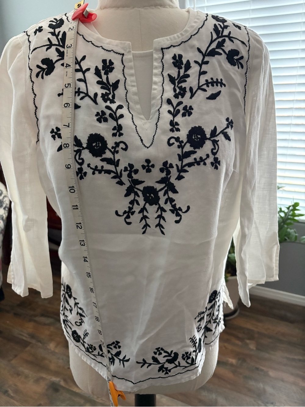 Carol Little White Embroidered V-Neck Women’s Top